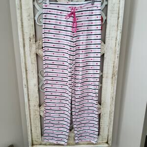 Rampage Women's Glitter Drawstring Pull On Elastic Waist Pajama Pants Hearts